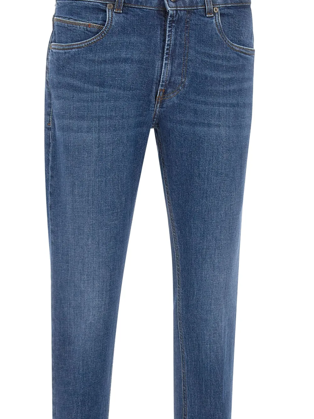 Fay Jeans met vijf zakken en leren patch Blauw