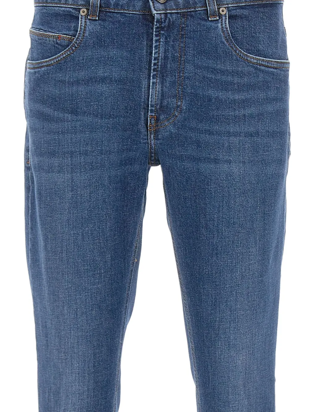 Fay Jeans met vijf zakken en leren patch Blauw