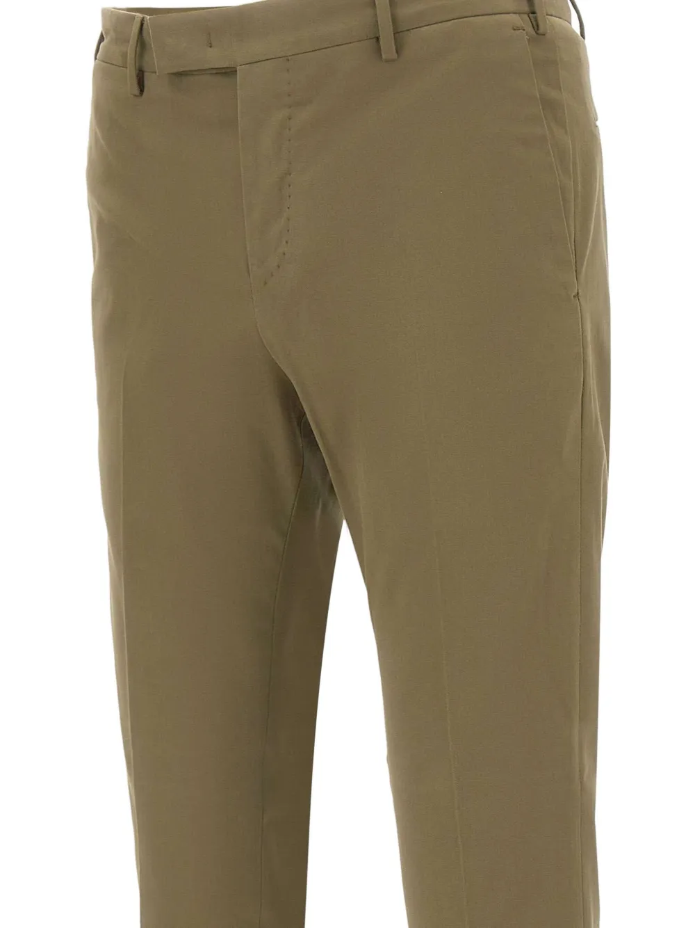 Pt Torino Khaki Stretch Cotton Blend Pant In Green