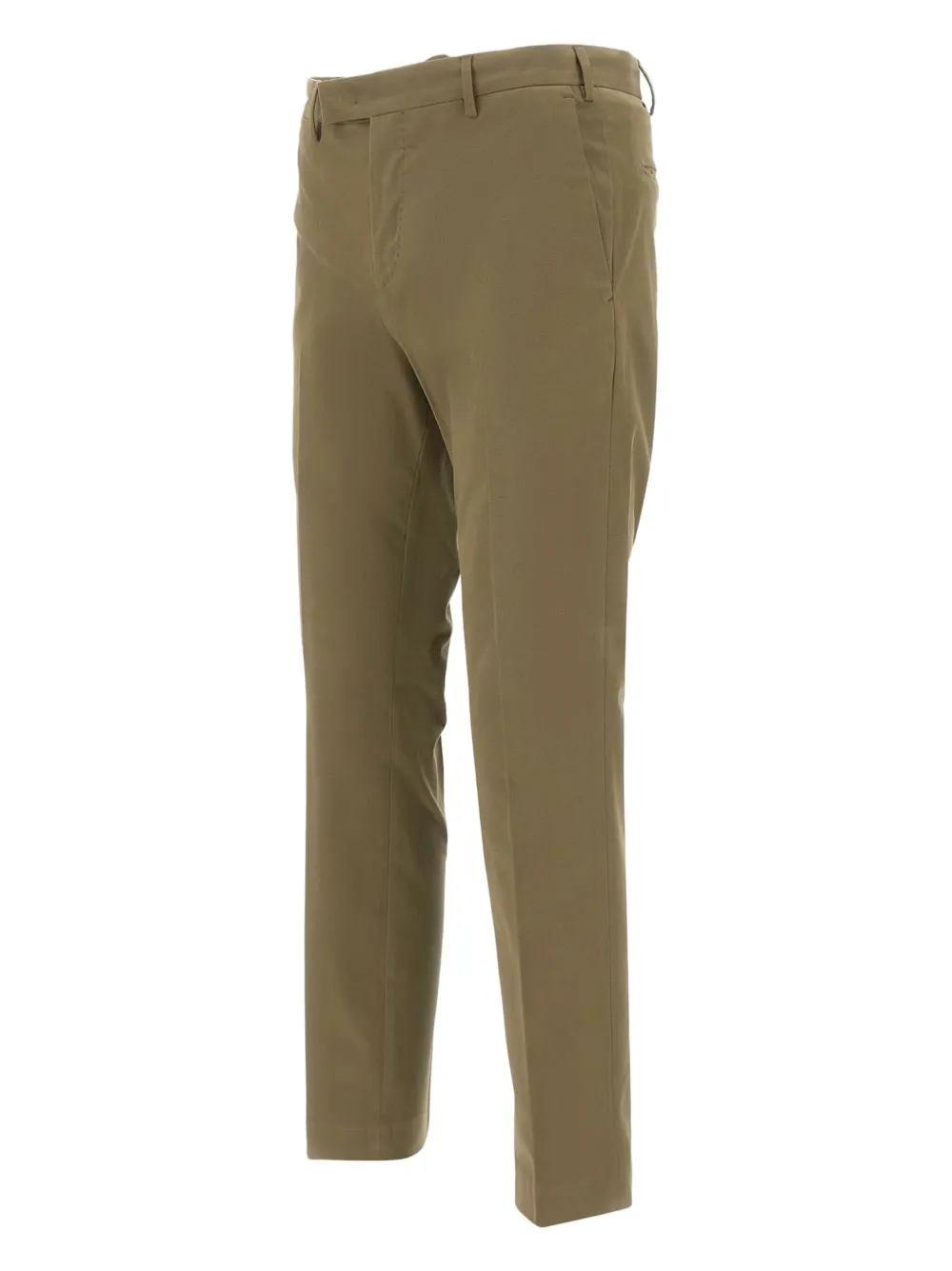 Pt Torino Khaki Stretch Cotton Blend Pant In Green