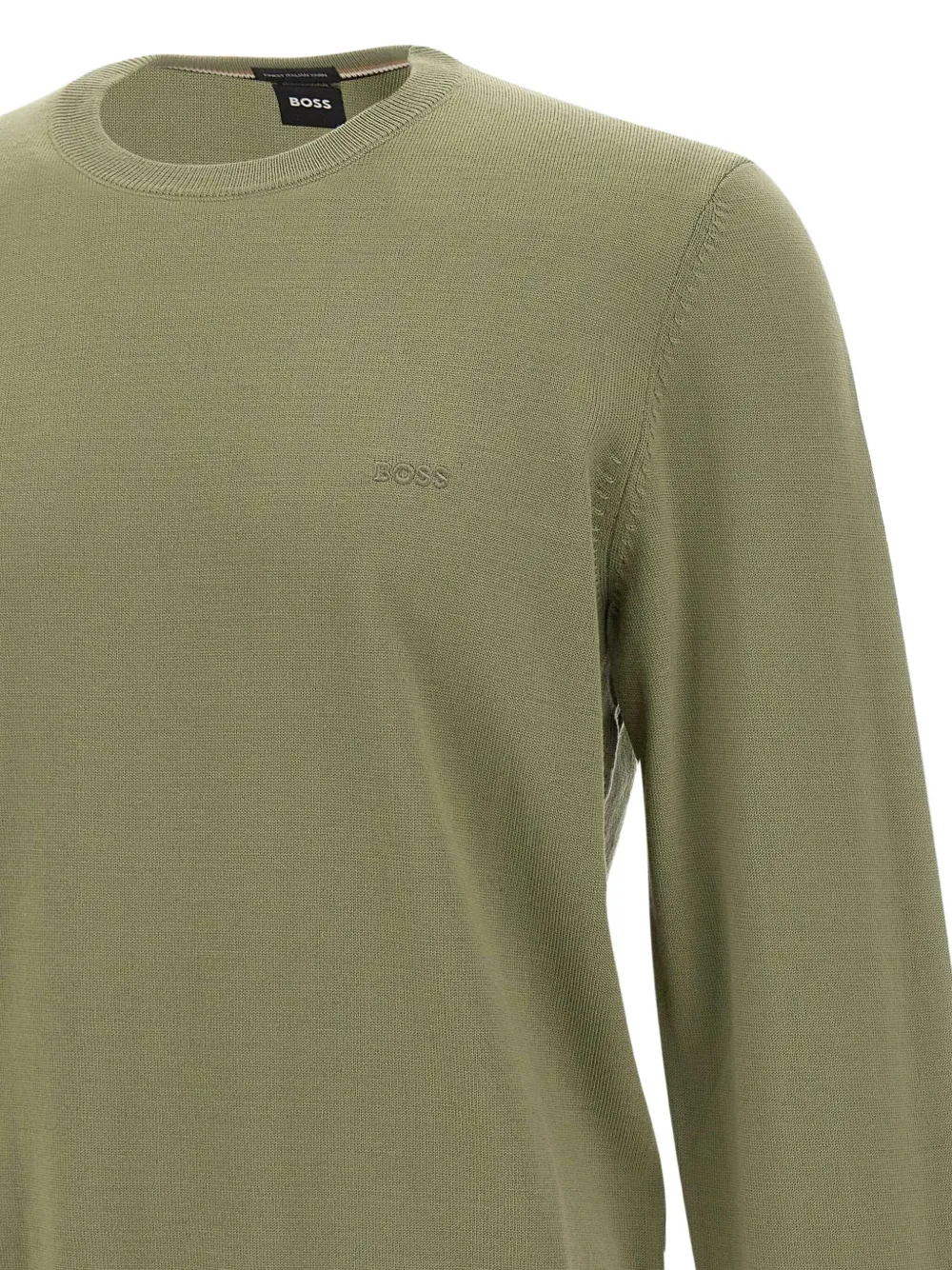 BOSS Trui met geborduurd logo en ronde hals Groen