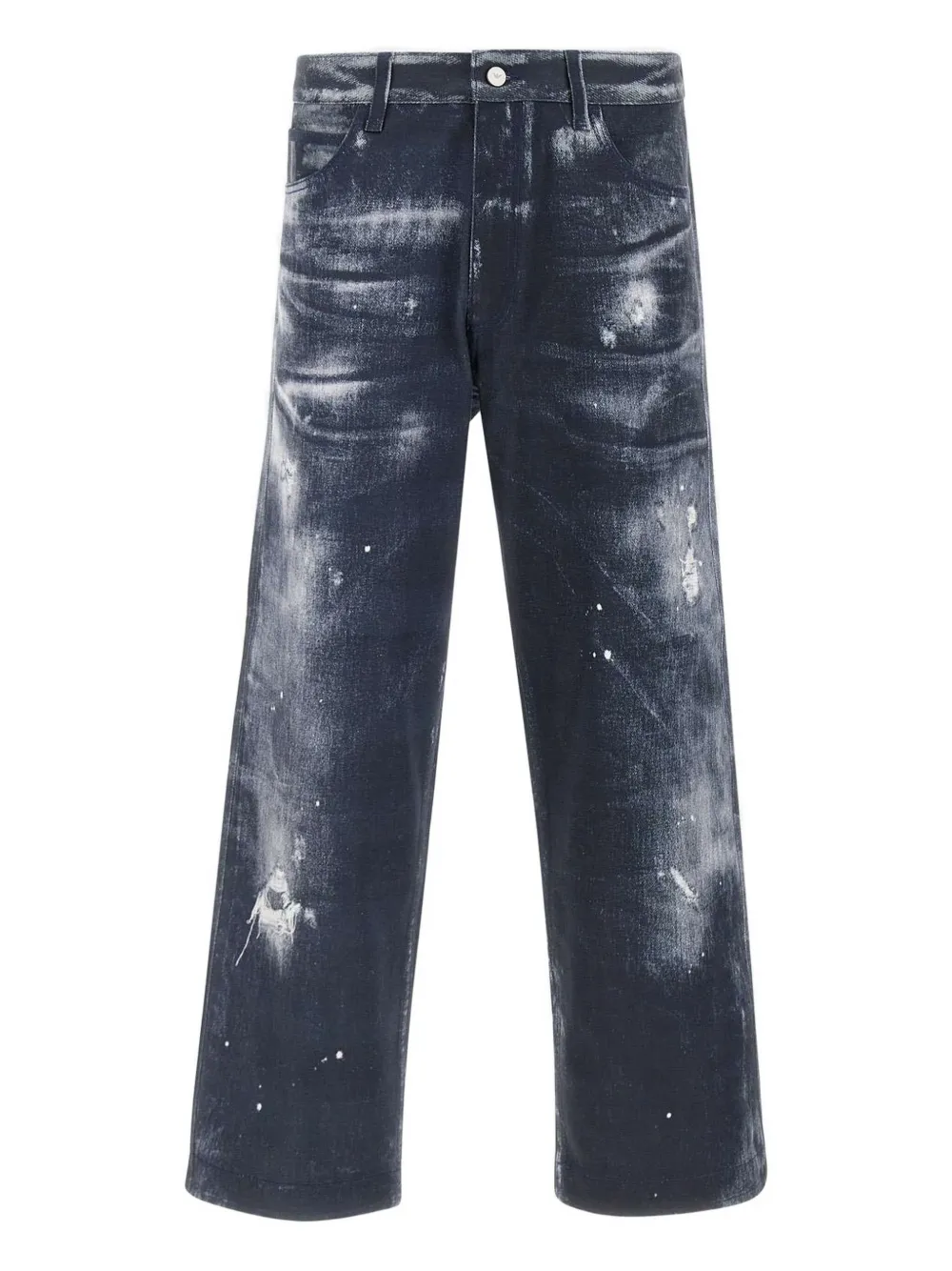 Emporio Armani Gerafelde jeans met logoprint Blauw