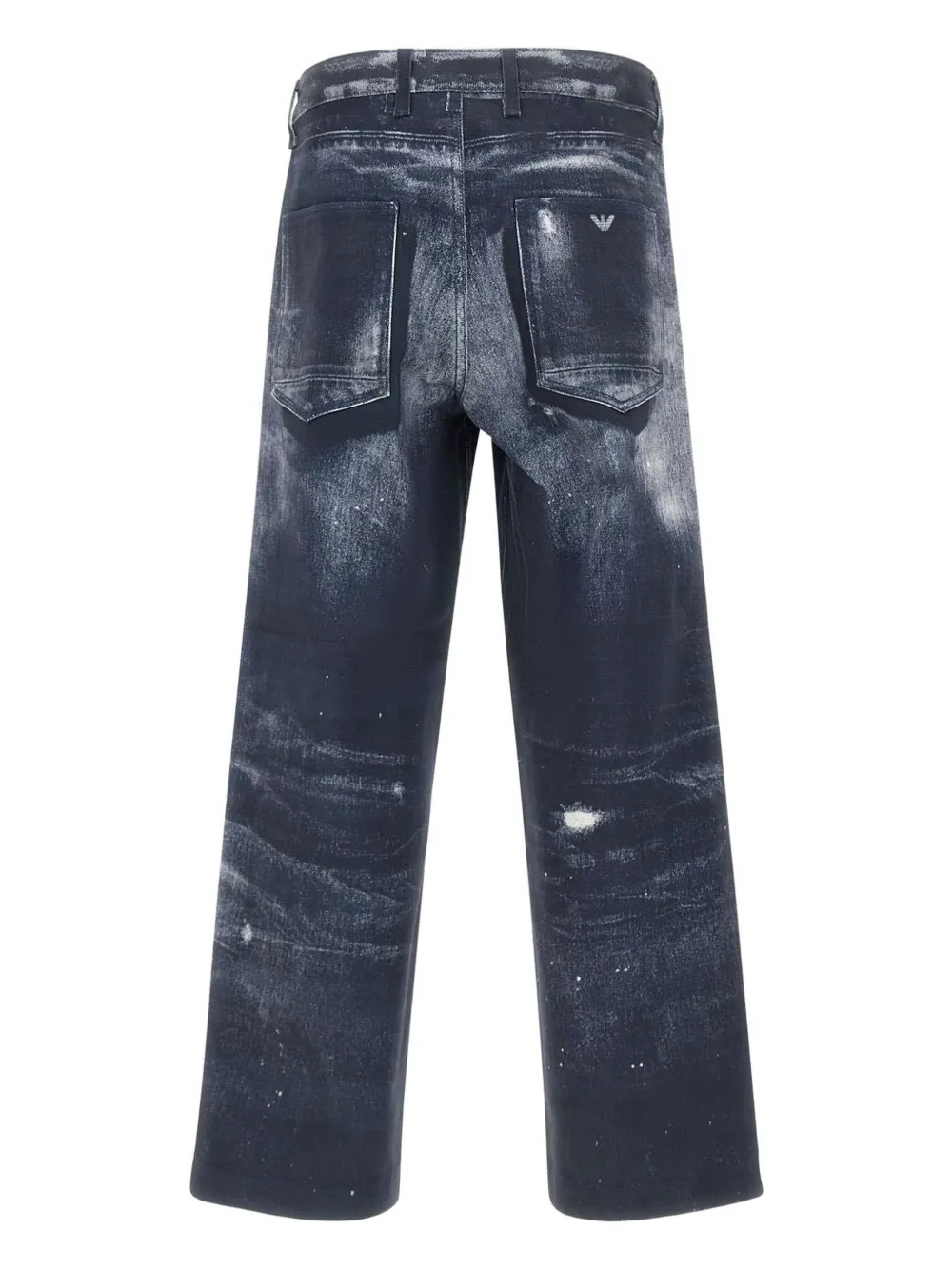 Emporio Armani Gerafelde jeans met logoprint - Blauw