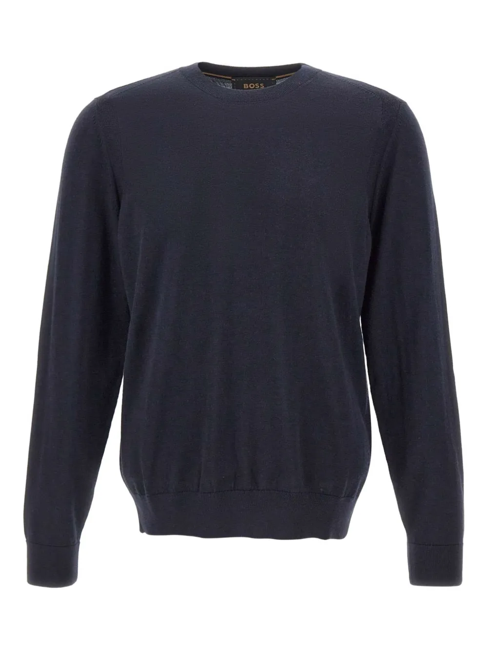 BOSS Trui met ronde hals en geribbelde afwerking Blauw