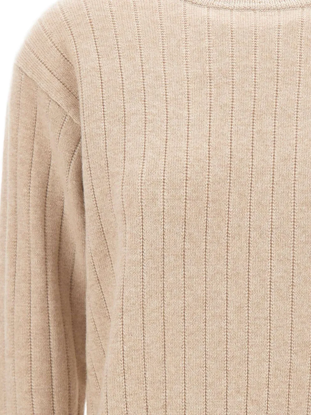 Eleventy Geribbelde sweater met ronde hals Beige