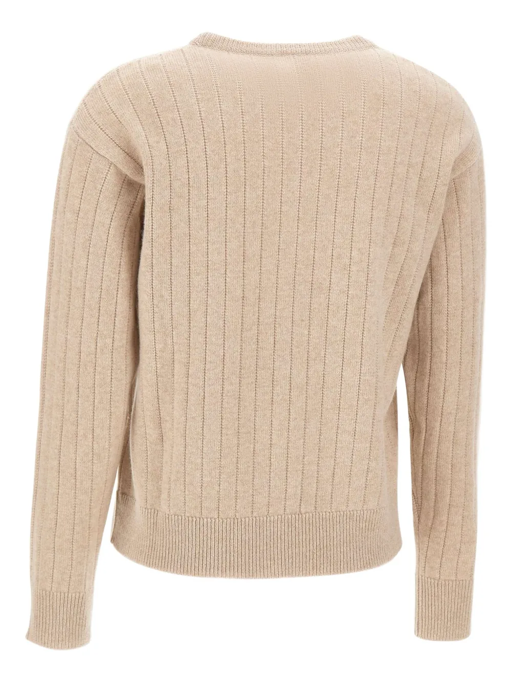 Eleventy Geribbelde sweater met ronde hals Beige