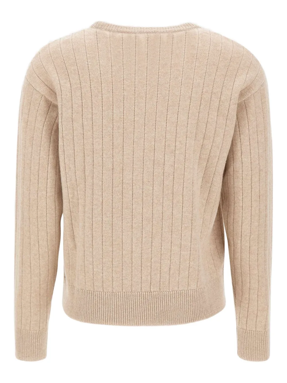 Eleventy Geribbelde sweater met ronde hals Beige