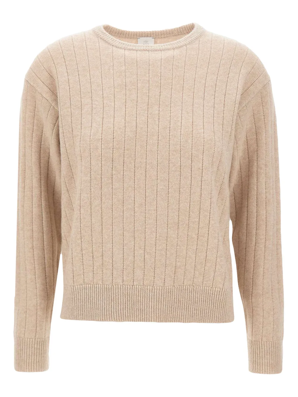 Eleventy Geribbelde sweater met ronde hals Beige