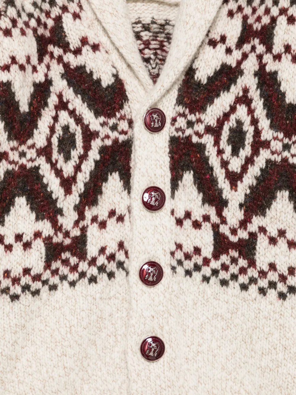Brunello Cucinelli Kids shawl-collar patterned cardigan Beige