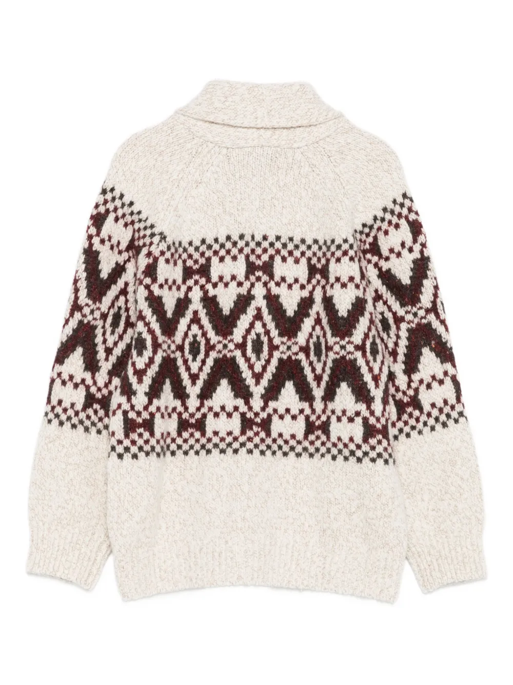Brunello Cucinelli Kids shawl-collar patterned cardigan Beige