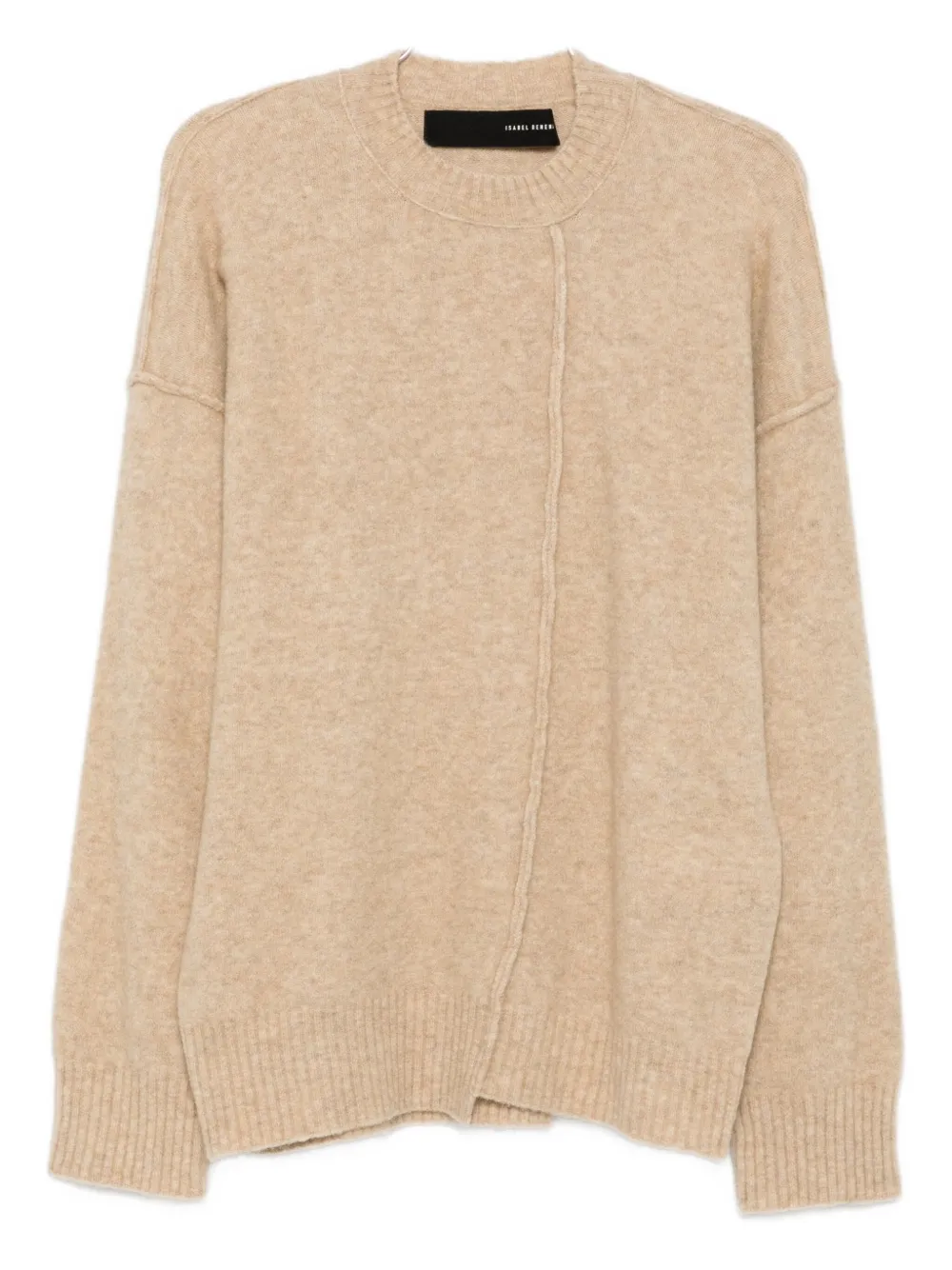 Isabel Benenato Asymmetric-seam Crew-neck Sweater In Nude