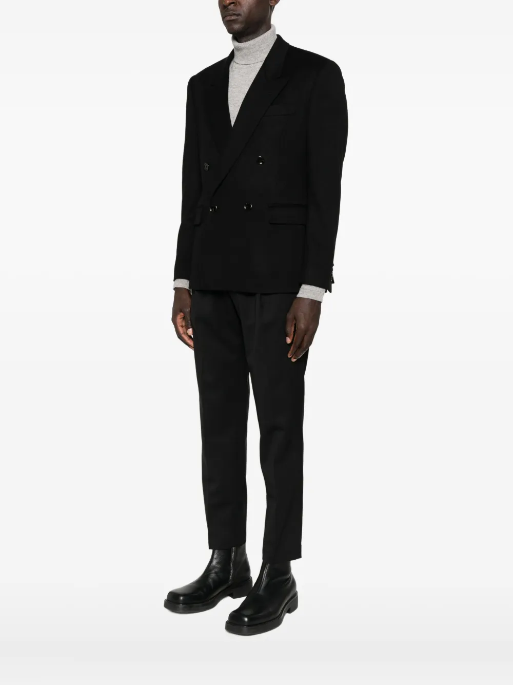 Lardini Double-breasted Blazer In Black