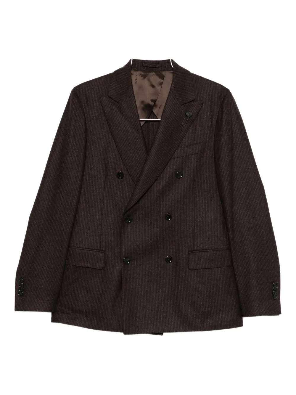 Lardini Pinstripe Double-breasted Suit In Brown