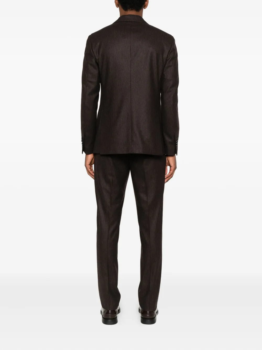 Lardini Pinstripe Double-breasted Suit In Brown