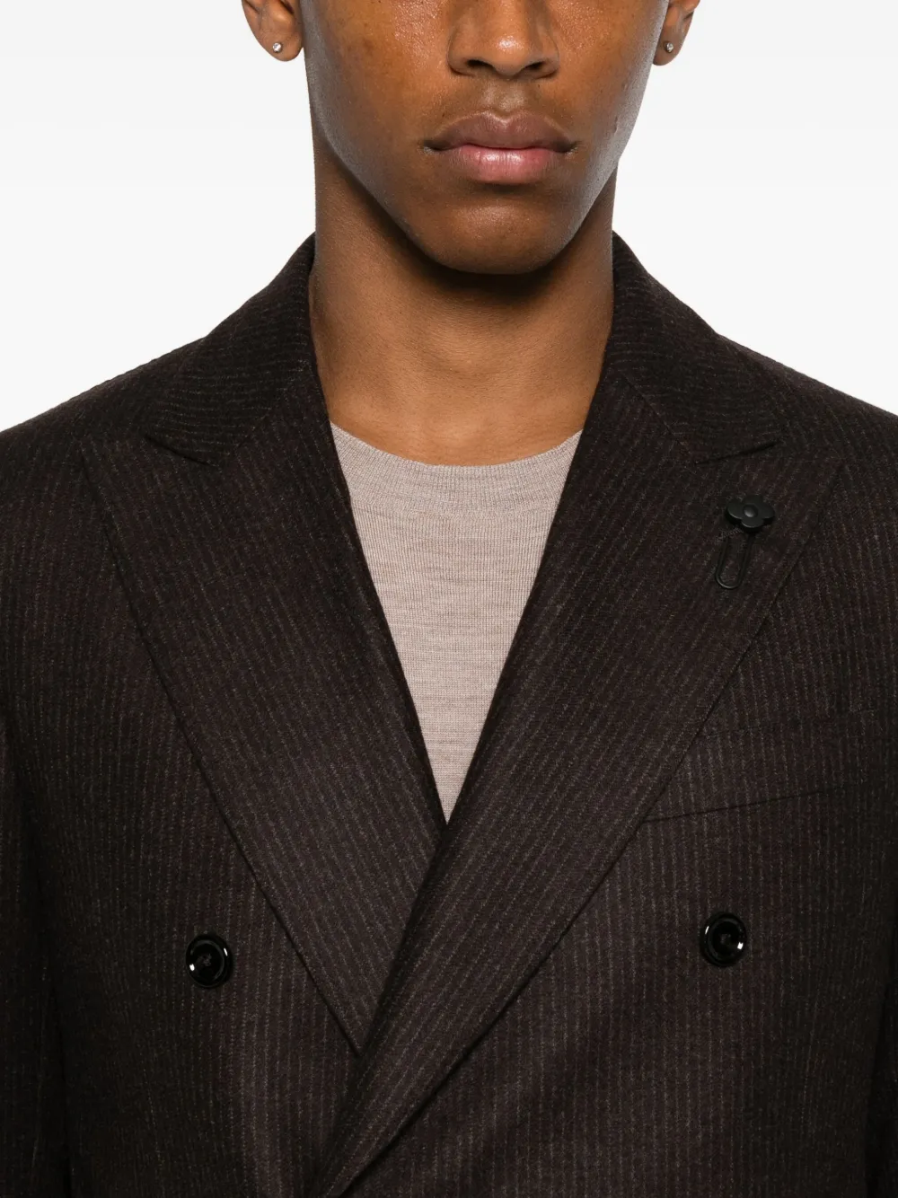 Lardini Pinstripe Double-breasted Suit In Brown