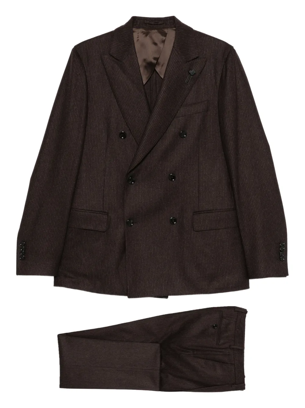 Lardini pinstripe double-breasted suit | Brown | Image 1
