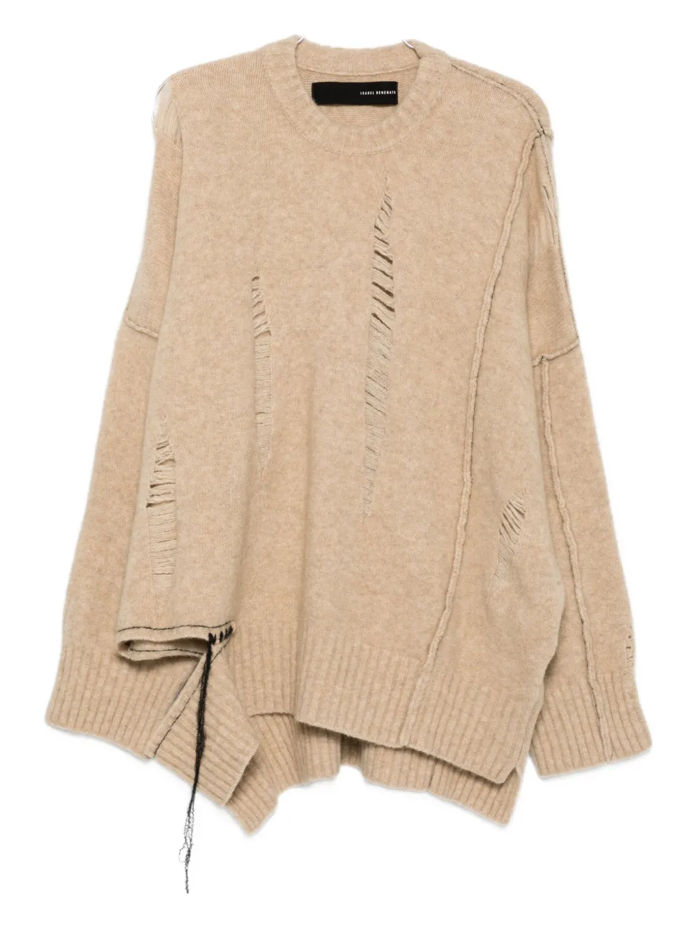 Isabel Benenato Distressed Detail Sweater In Neutral