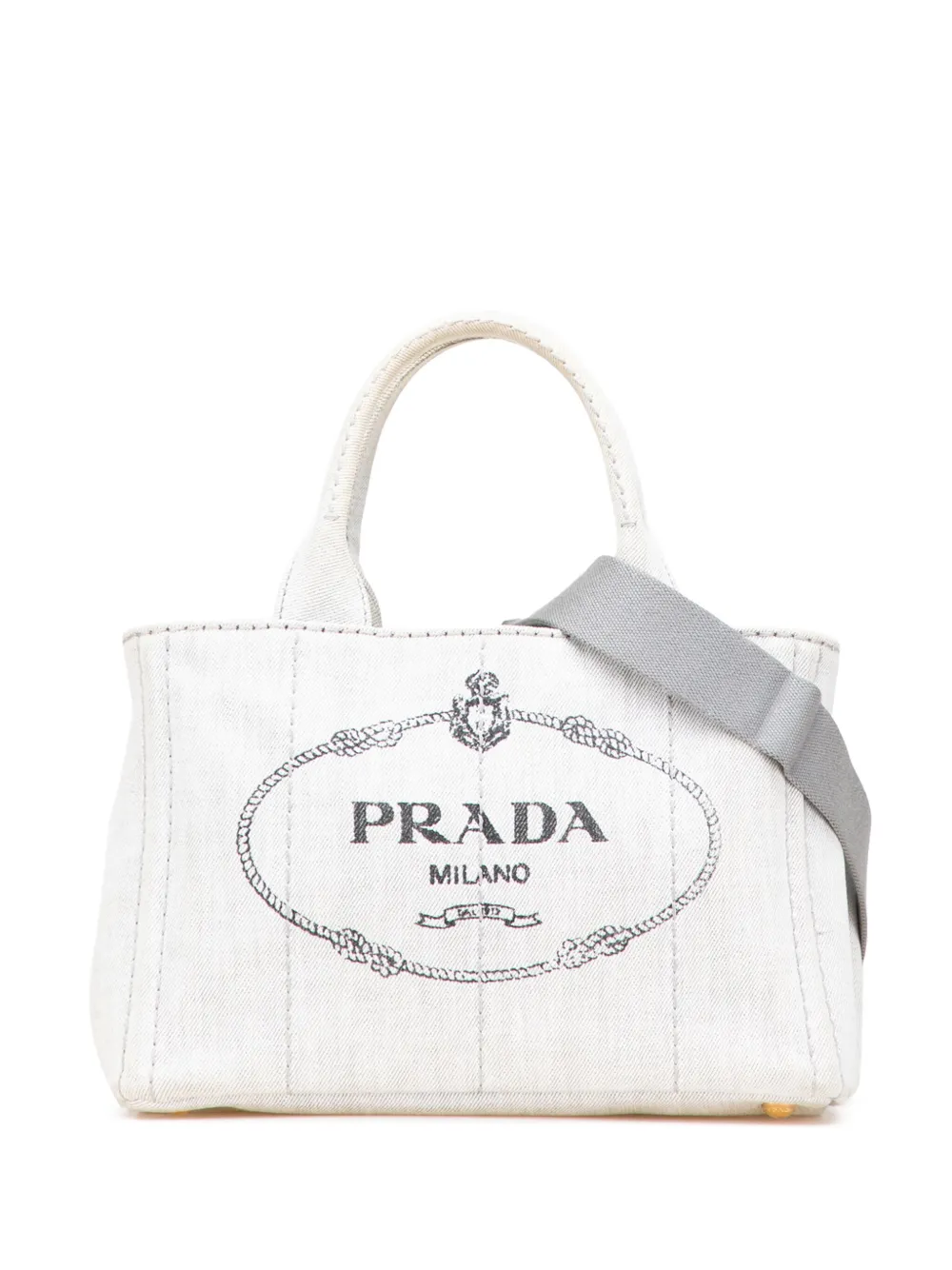Prada Pre-Owned 2013-2025 Small Denim Canapa Logo satchel | Grey | Image 1