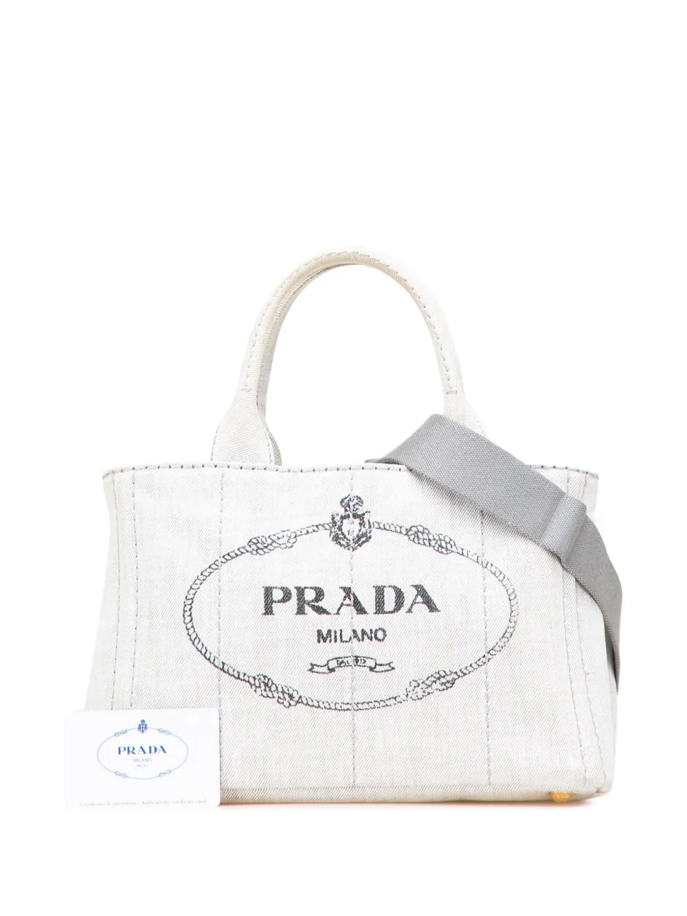 PRADA デニム ショルダーバッグ グレー Prada Pre-Owned 2013-2025 スモール デニム カナパ ロゴ
