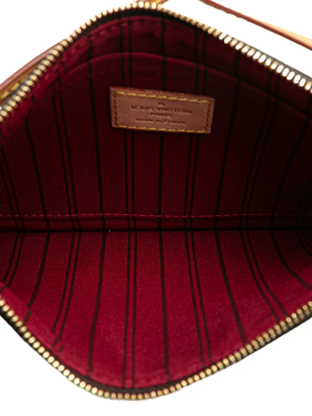 Pre-owned Louis Vuitton 2014 Monogram Neverfull Pouch In Brown