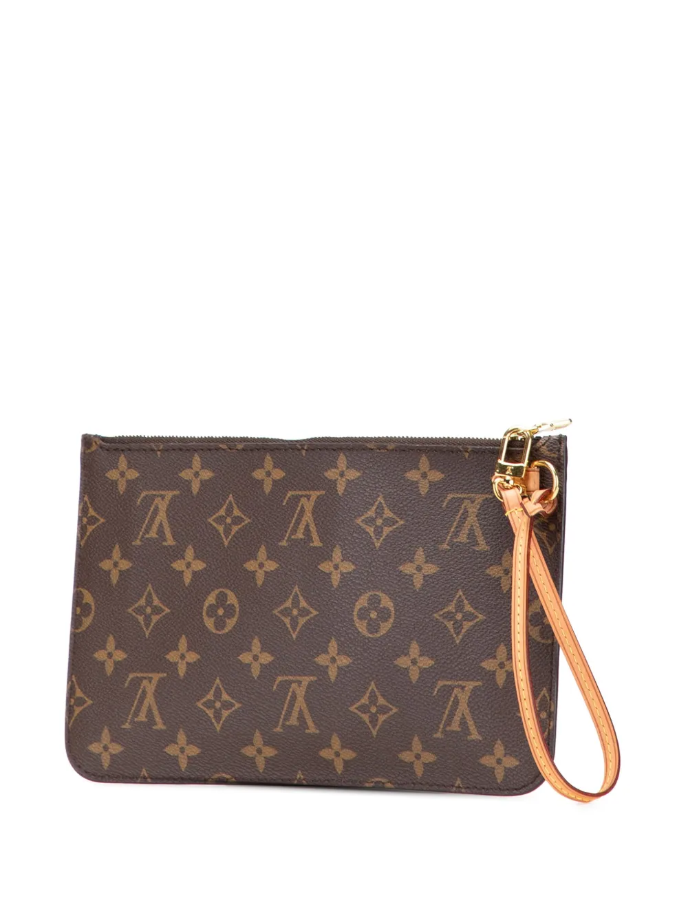 Pre-owned Louis Vuitton 2014 Monogram Neverfull Pouch In Brown
