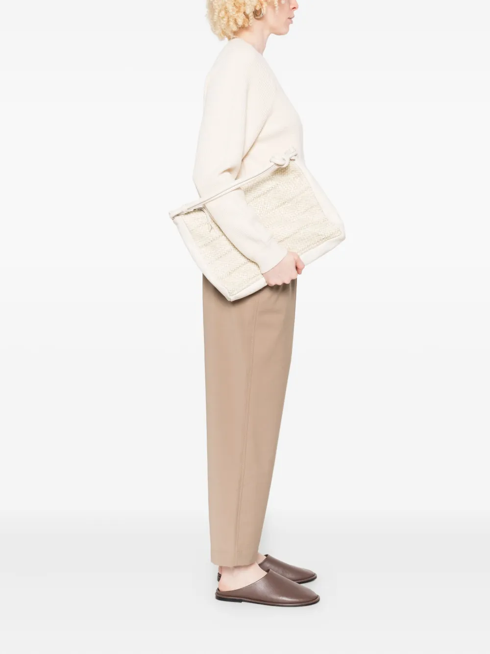 Reptile's House woven knot-detail tote bag - Beige