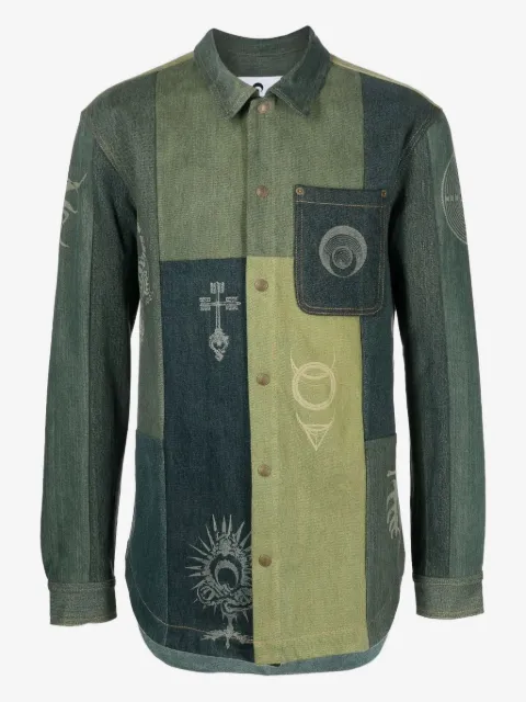 Marine Serre Camisa com patchwork