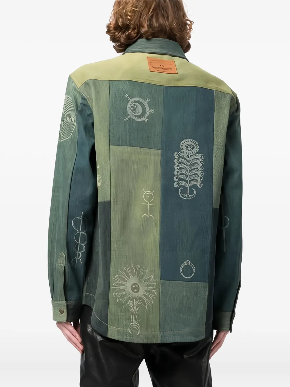 Marine Serre Overhemd met patchwork Groen