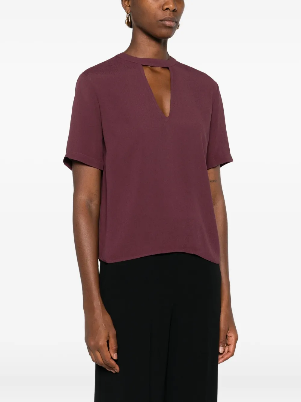 TWINSET keyhole-neckline short-sleeve top Rood