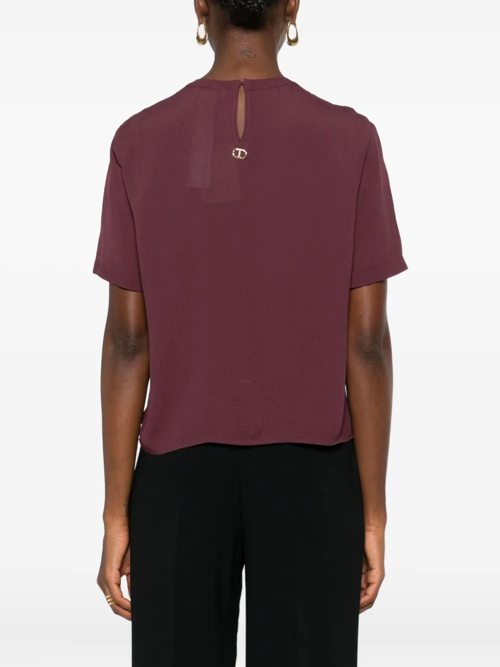 TWINSET keyhole-neckline short-sleeve top Rood