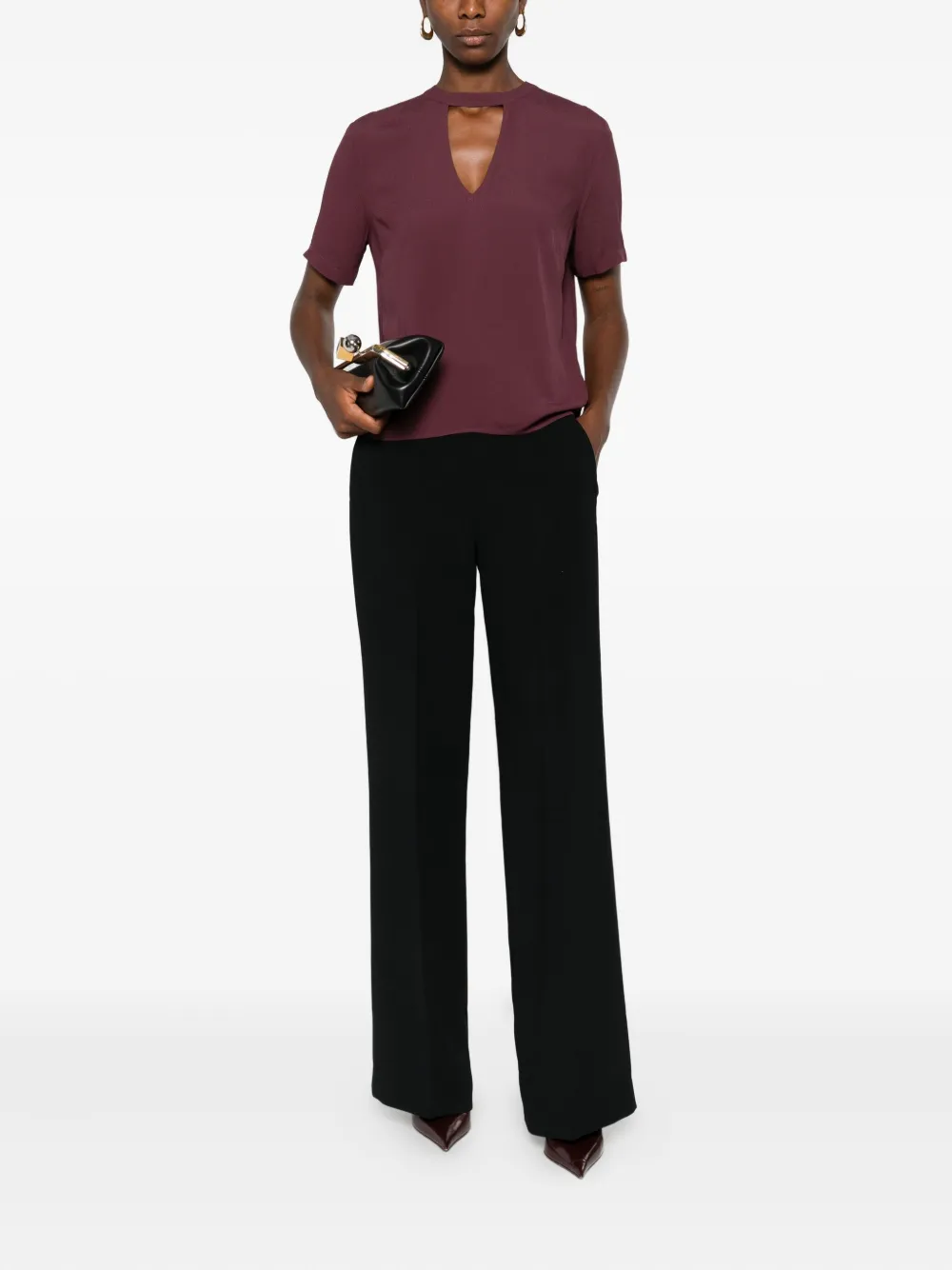 TWINSET keyhole-neckline short-sleeve top - Rood