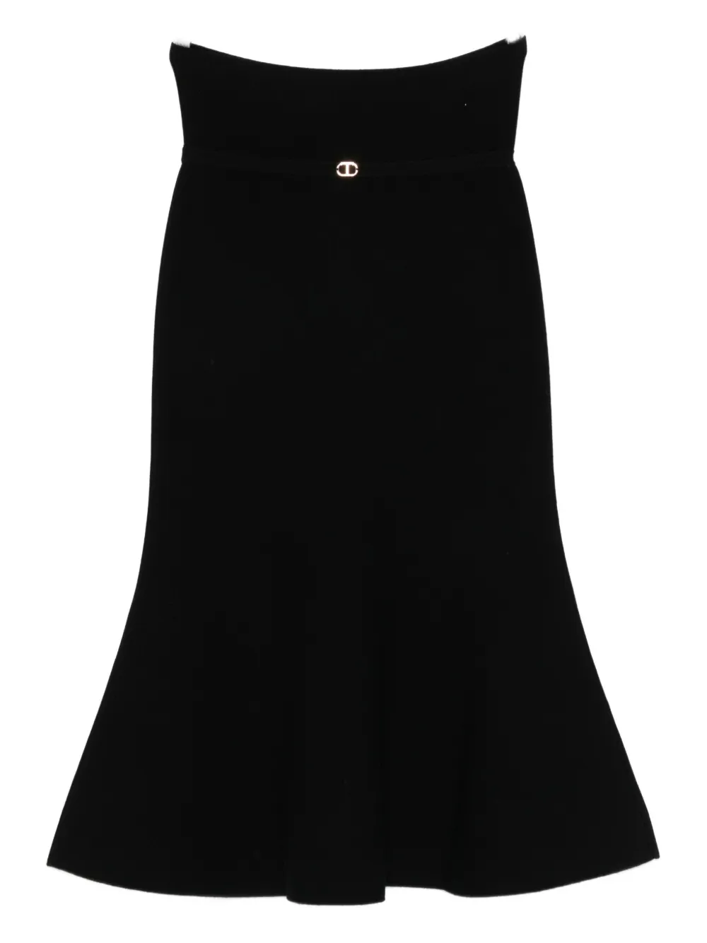 TWINSET high-waisted flared midi skirt Zwart