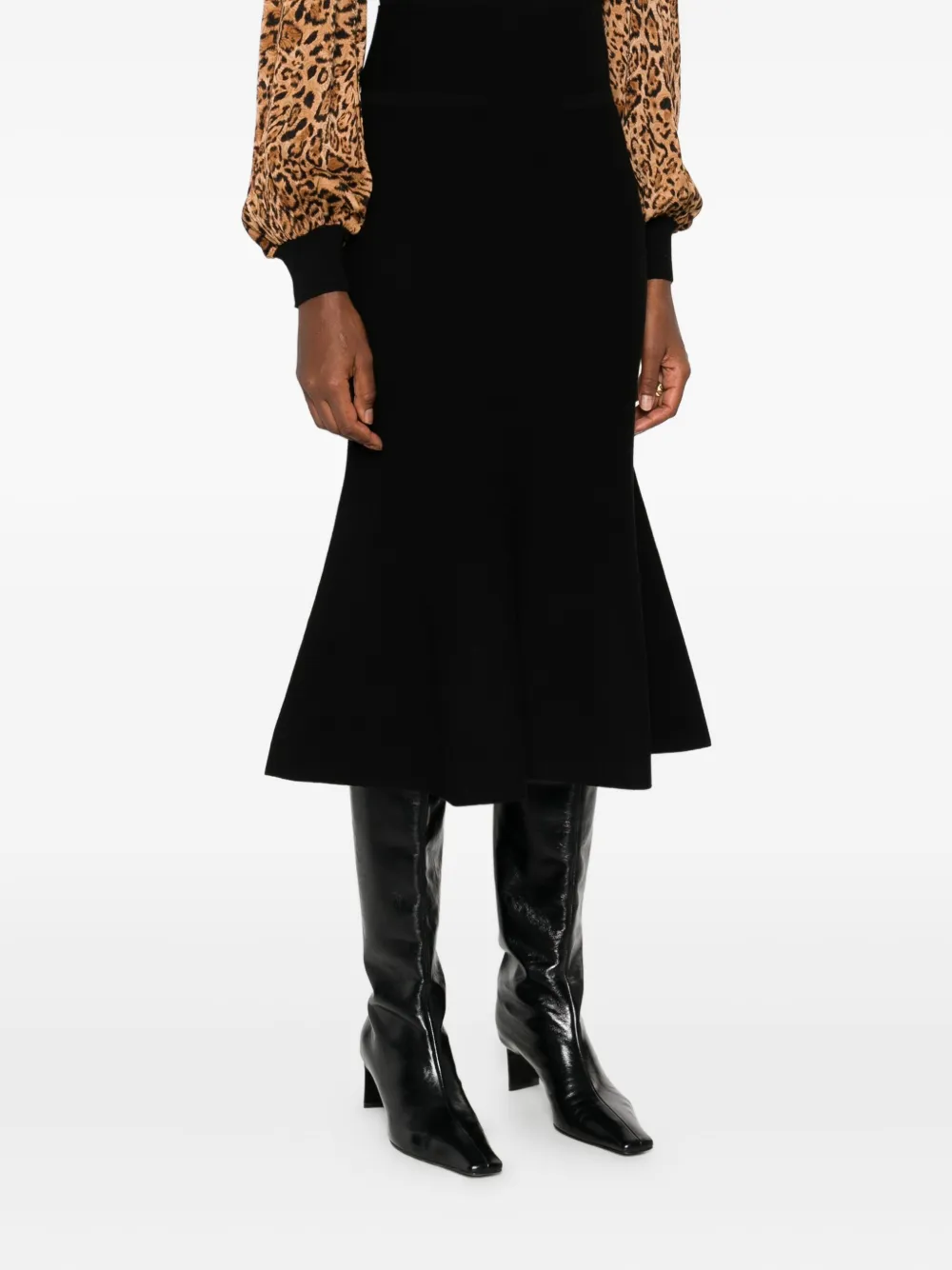 TWINSET high-waisted flared midi skirt Zwart