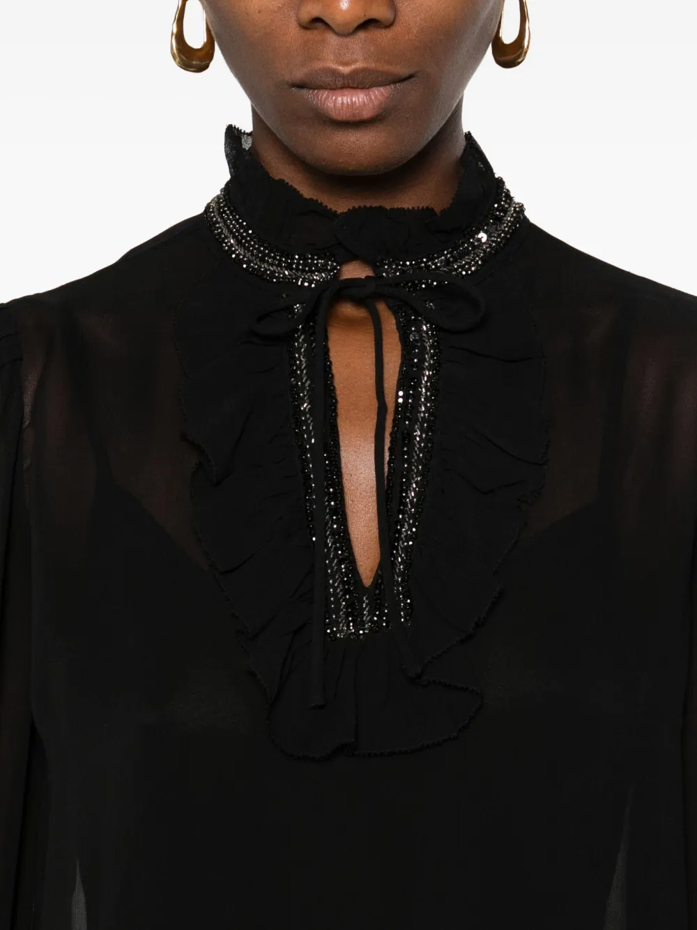 TWINSET embellished ruffled blouse Zwart