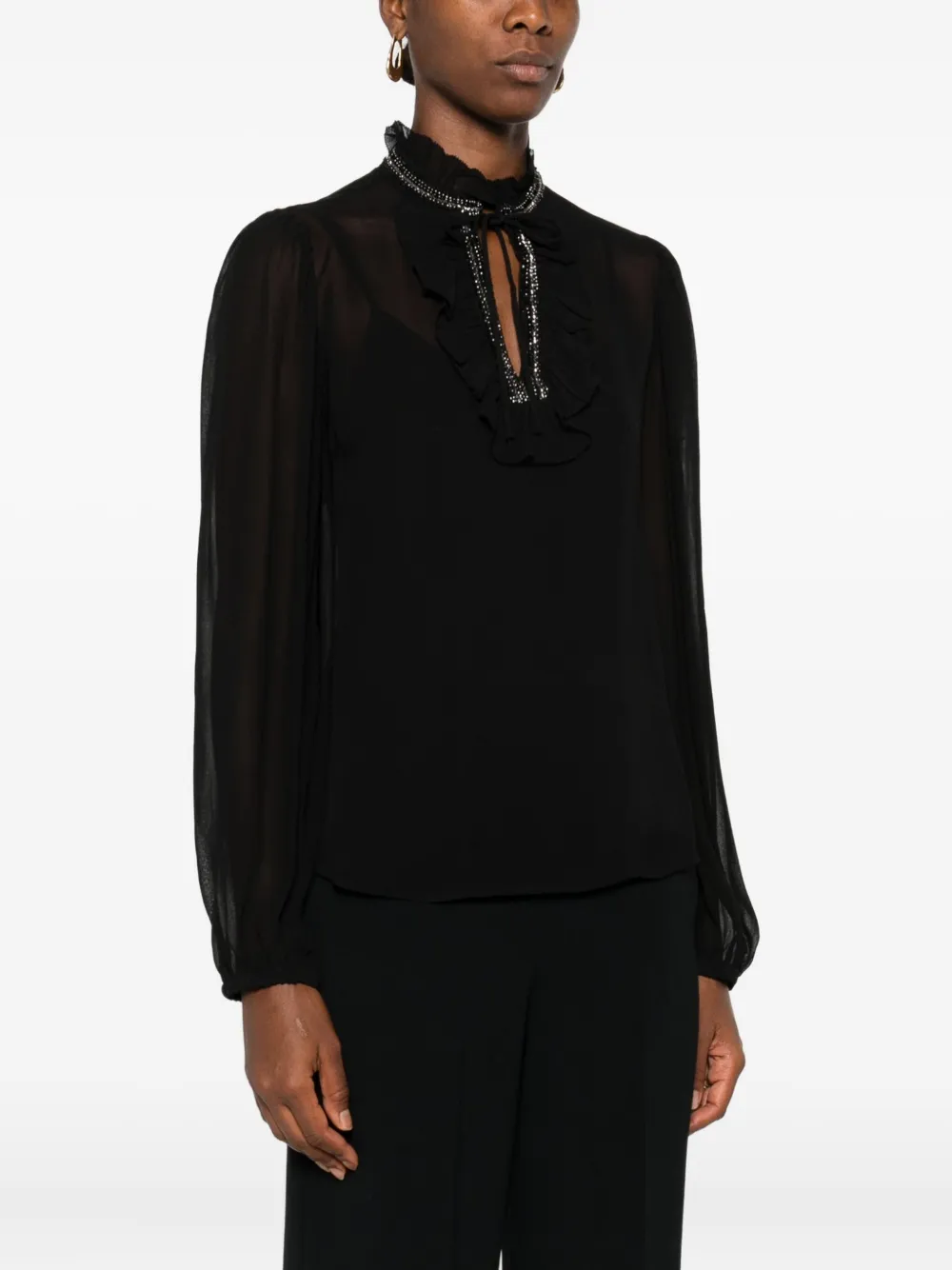TWINSET embellished ruffled blouse Zwart