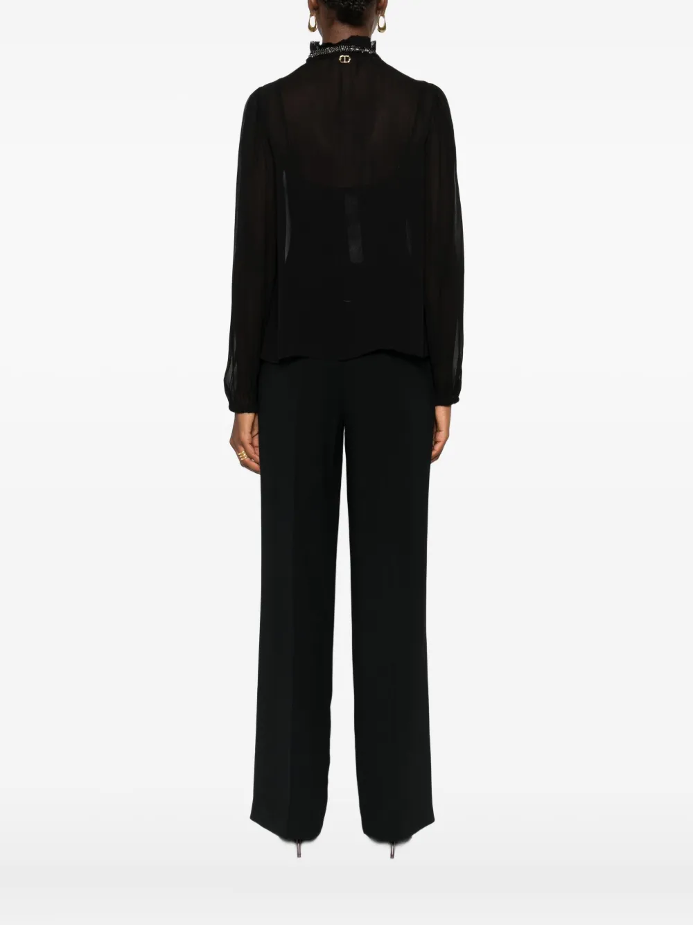 TWINSET embellished ruffled blouse Zwart