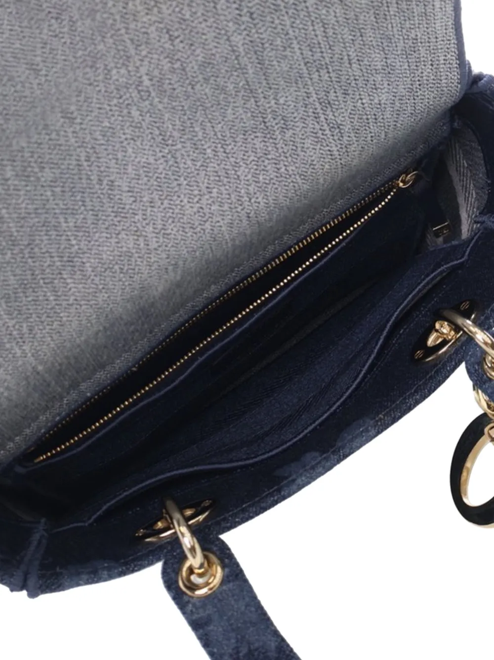Pre-owned Dior 2021-2025 Medium Denim Toile De Jouy Lady D-lite Satchel In Blue