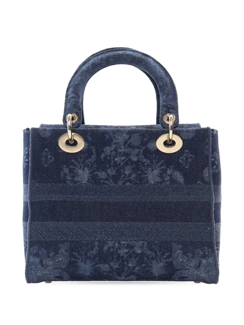 Pre-owned Dior 2021-2025 Medium Denim Toile De Jouy Lady D-lite Satchel In Blue
