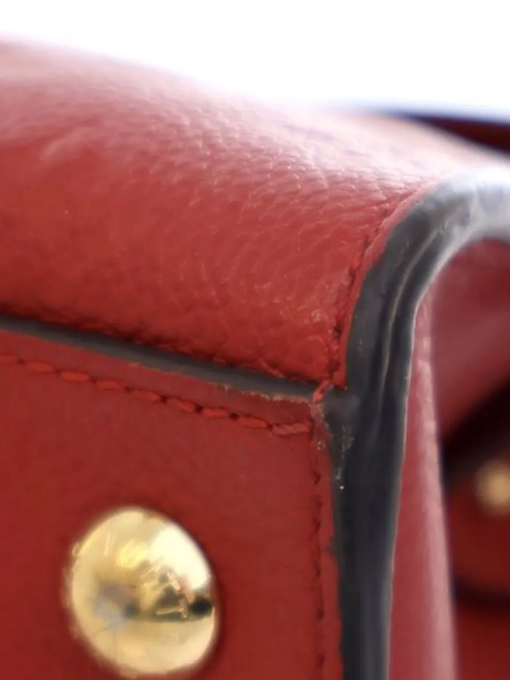 Pre-owned Louis Vuitton 2017 Monogram Empreinte Pont Neuf Mm Satchel In Red