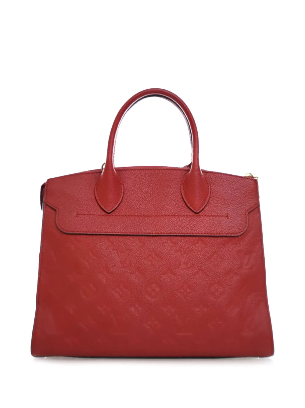 Pre-owned Louis Vuitton 2017 Monogram Empreinte Pont Neuf Mm Satchel In Red