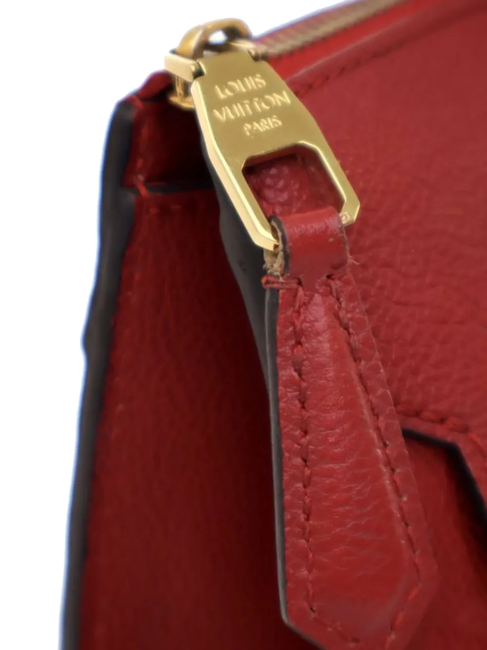 Pre-owned Louis Vuitton 2017 Monogram Empreinte Pont Neuf Mm Satchel In Red