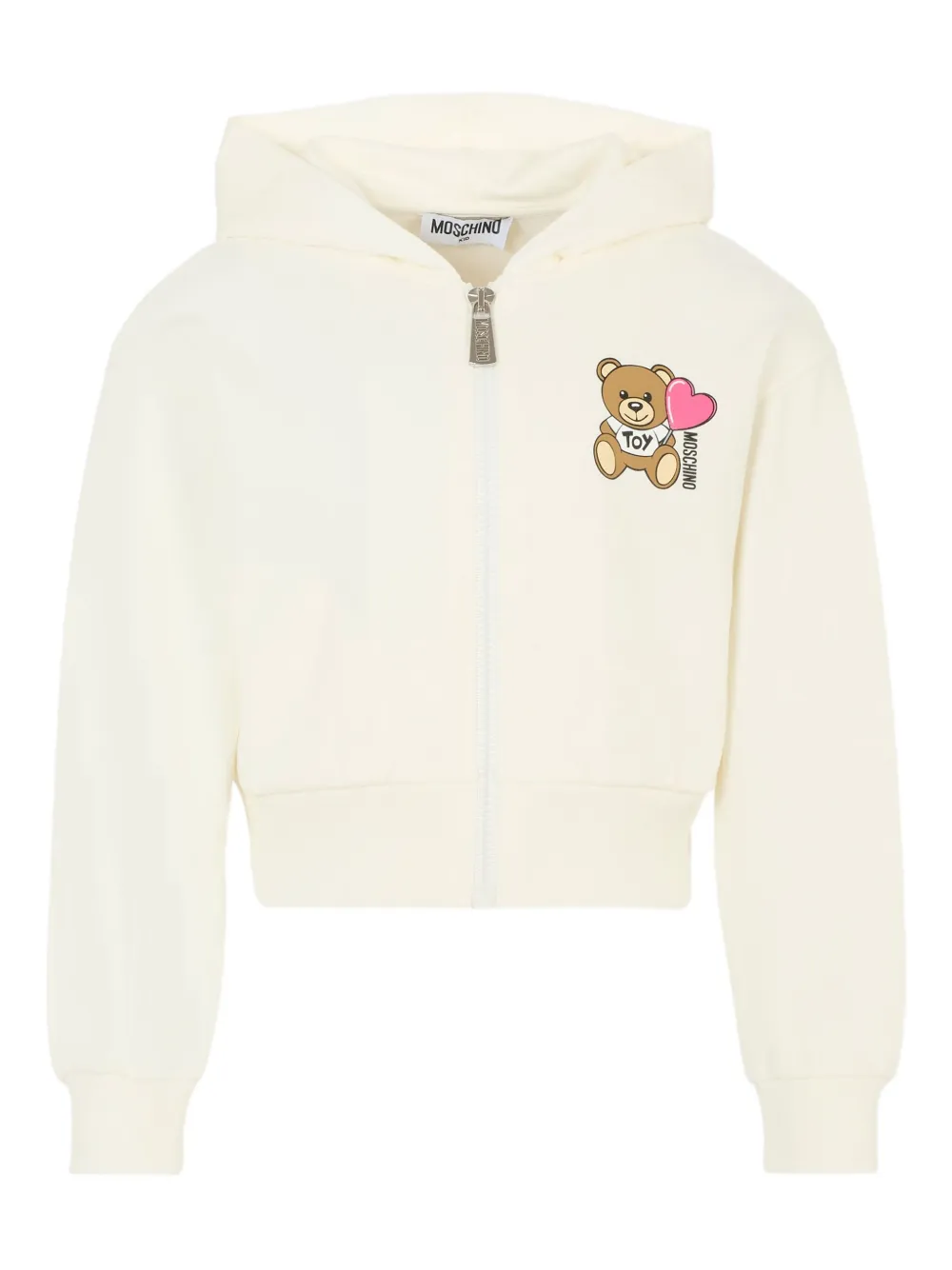 Moschino Kids teddy-print zip-up hoodie Beige