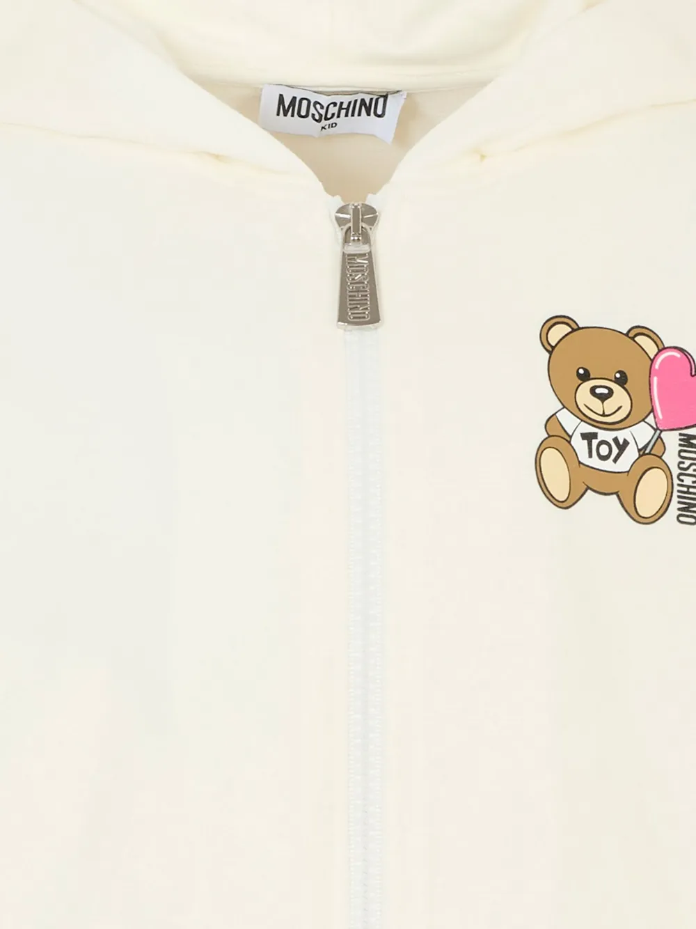 Moschino Kids Hoodie met teddyprint en rits Beige