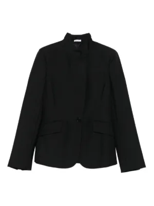 Alexander McQueen ノーカラージャケット プリーツ シルク 黒