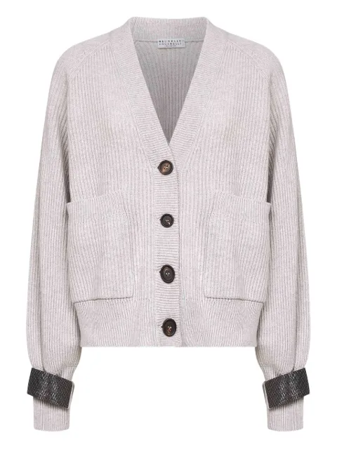 Brunello Cucinelli embroidered-cuff button cardigan
