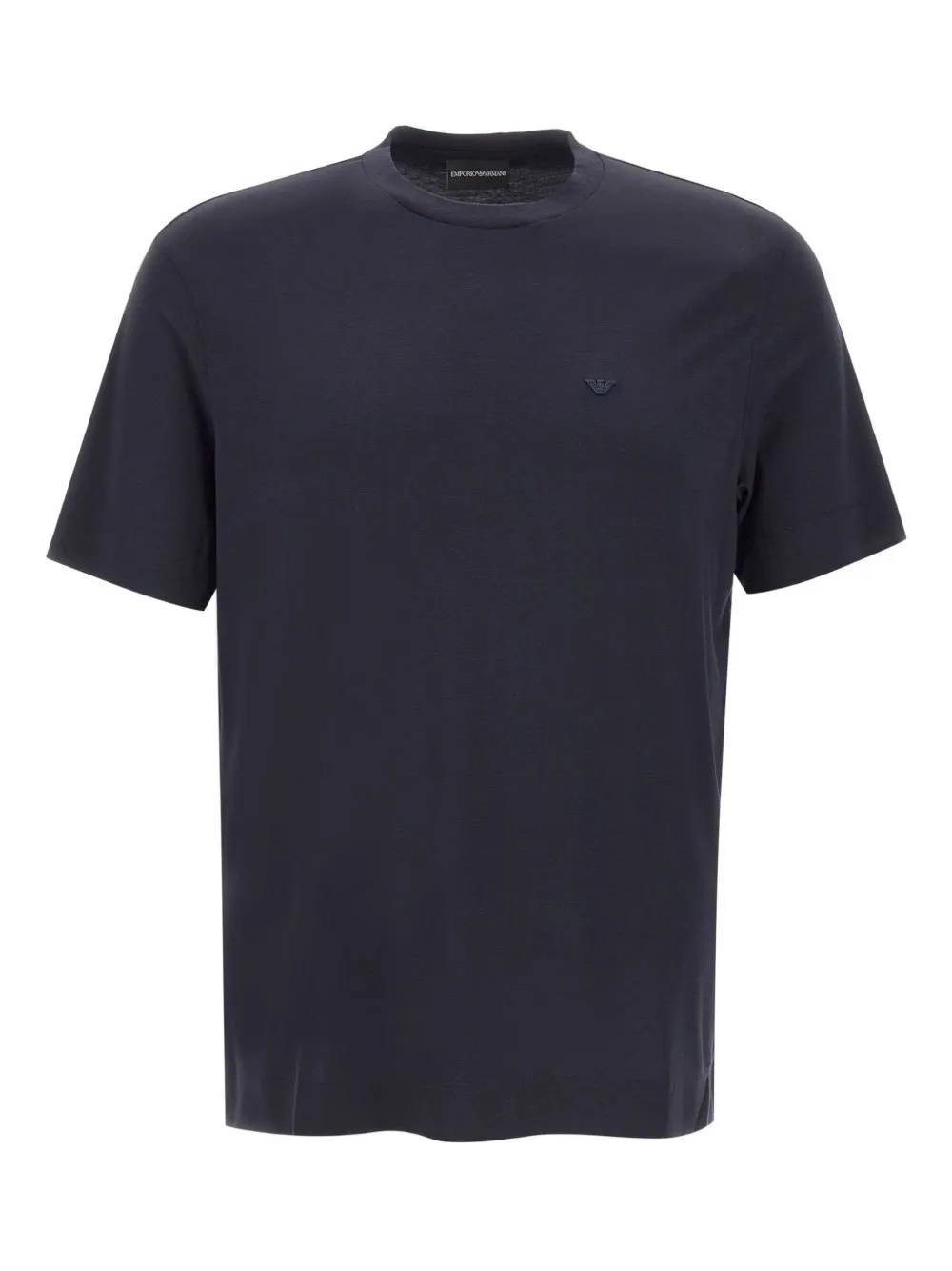 Emporio Armani logo-embroidered crew-neck T-shirt Blauw