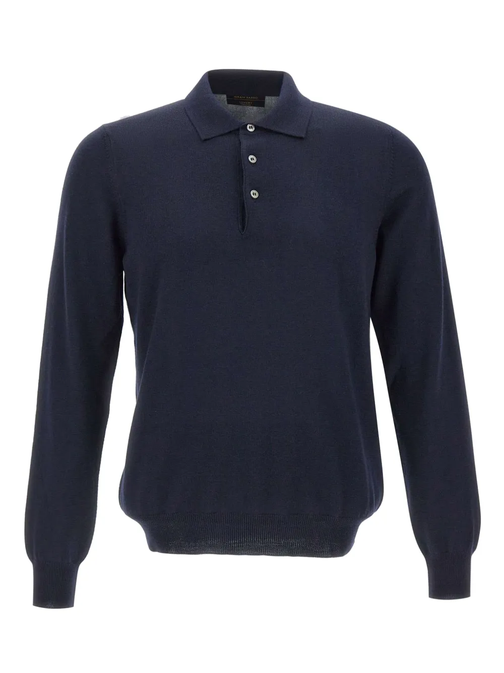 long-sleeve three-button polo shirt