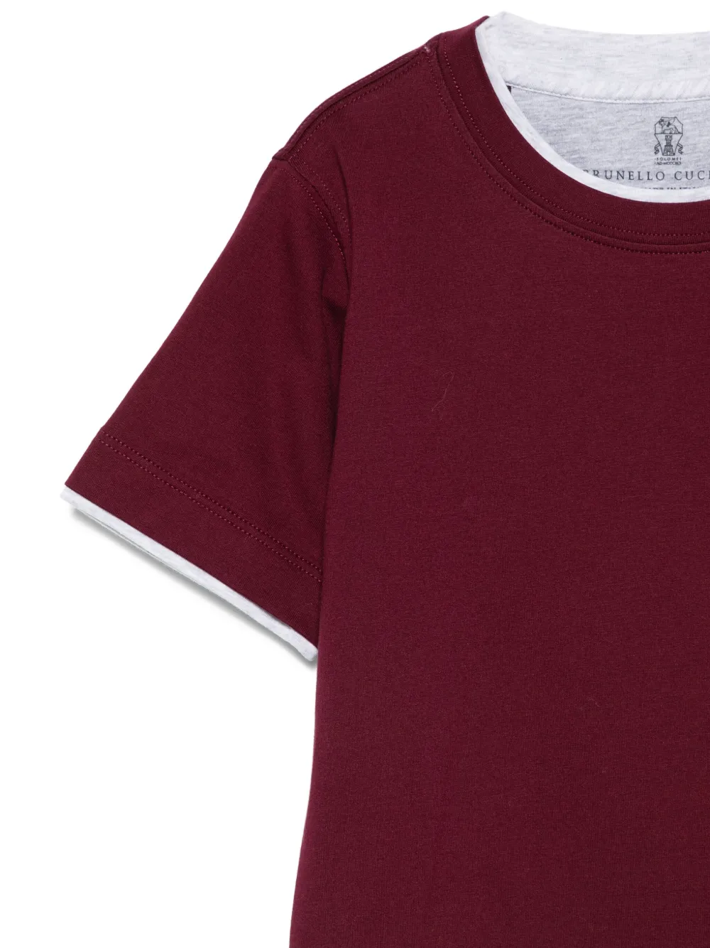 Brunello Cucinelli Kids Katoenen T-shirt met afwerking Rood