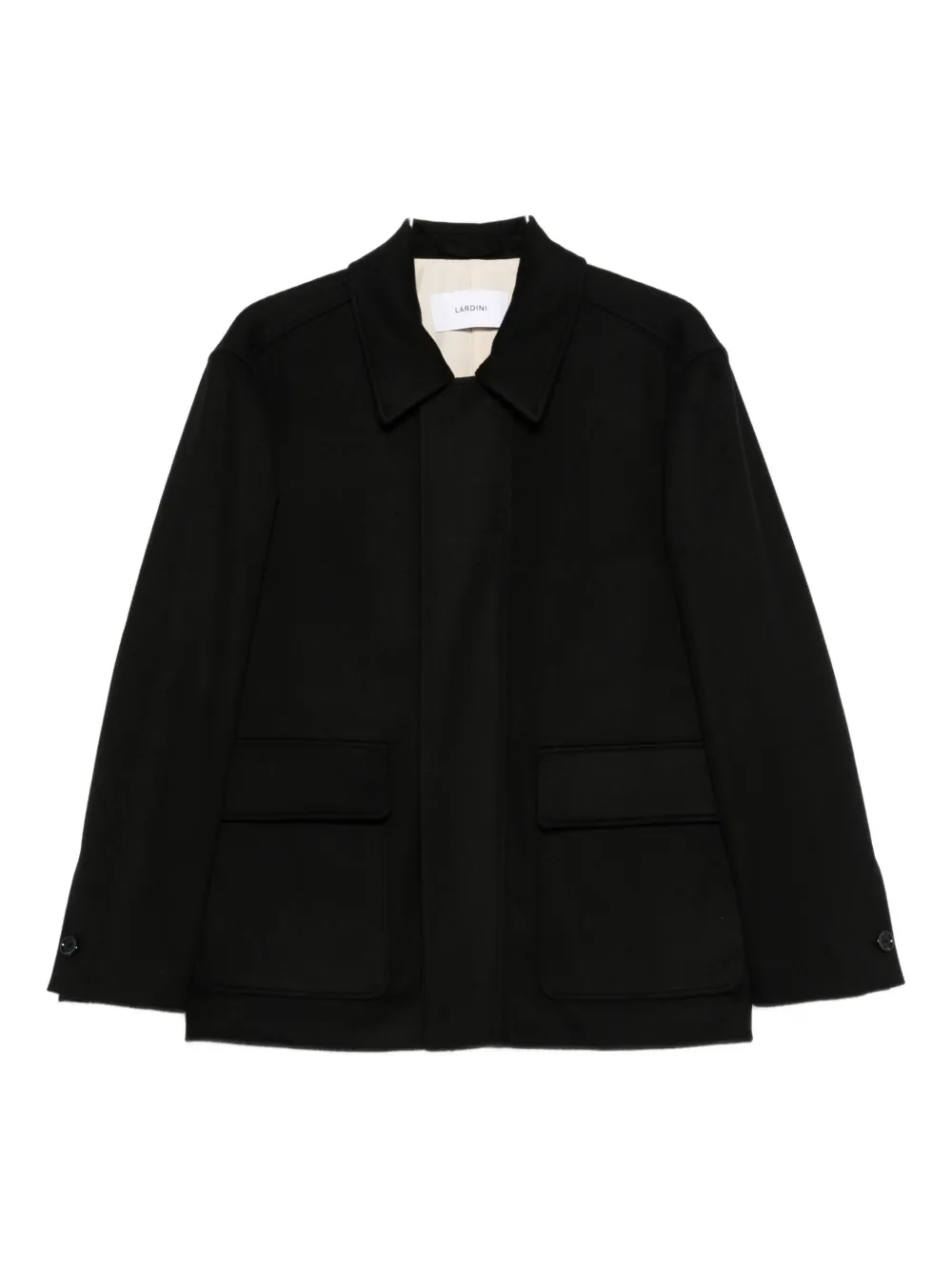 Lardini patch-pocket collared coat | Black | Image 1