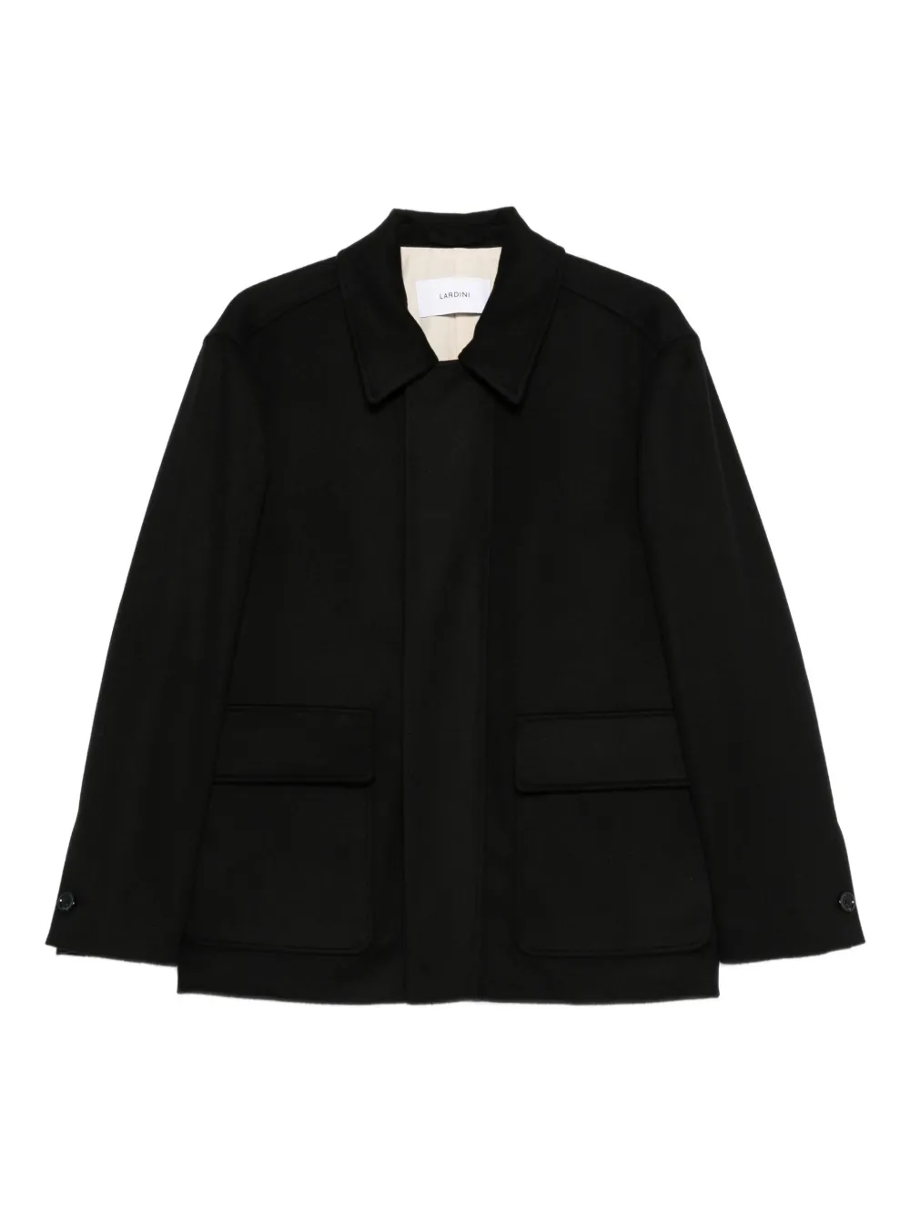 Lardini patch-pocket collared coat | Black | Image 1